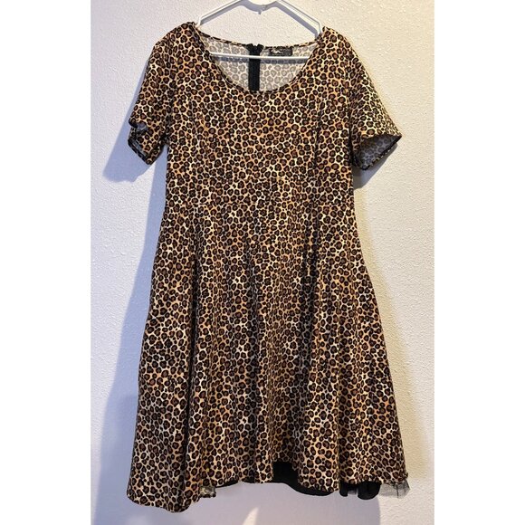 Lady V London SWING 1950's Dress Leopard Print Pin Up skater Plus 3X - Picture 1 of 6